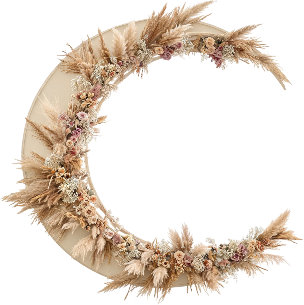 Boho Crescent Moon Floral Illustration PNG for Wedding Decor 1 - Boho Crescent Moon Floral Illustration PNG for Wedding Decor Free PNG Download