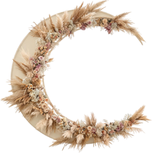 Boho Crescent Moon Floral Illustration PNG for Wedding Decor