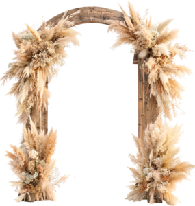 Rustic Wood Arch Illustrations, PNG with Pampas Grass Wedding Decor