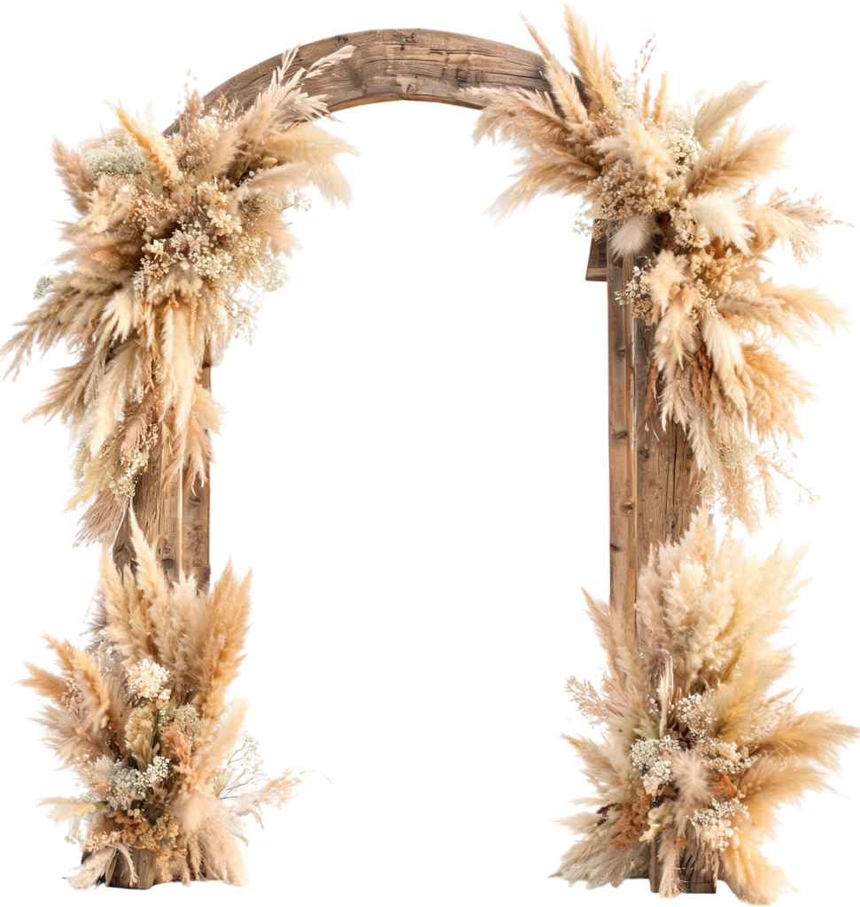 Rustic Wood Arch Illustrations, PNG with Pampas Grass Wedding Decor 1 - Rustic Wood Arch Illustrations, PNG with Pampas Grass Wedding Decor Free PNG Download