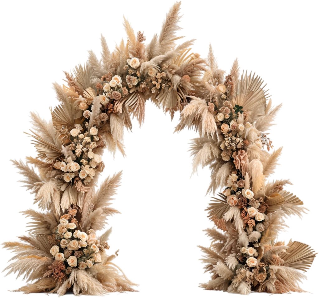 Grand Boho Arch Illustrations, PNG with Full Floral Wedding Display 1 - Grand Boho Arch Illustrations, PNG with Full Floral Wedding Display Free PNG Download