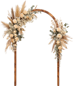 Boho Wooden Arch Illustrations, PNG with Roses Eucalyptus & Pampas