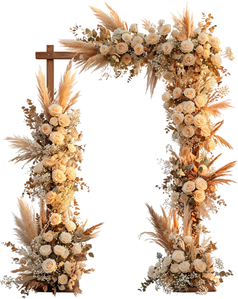 - Wooden Cross Arch Illustrations, PNG with Lush Boho Wedding Florals Free PNG Download