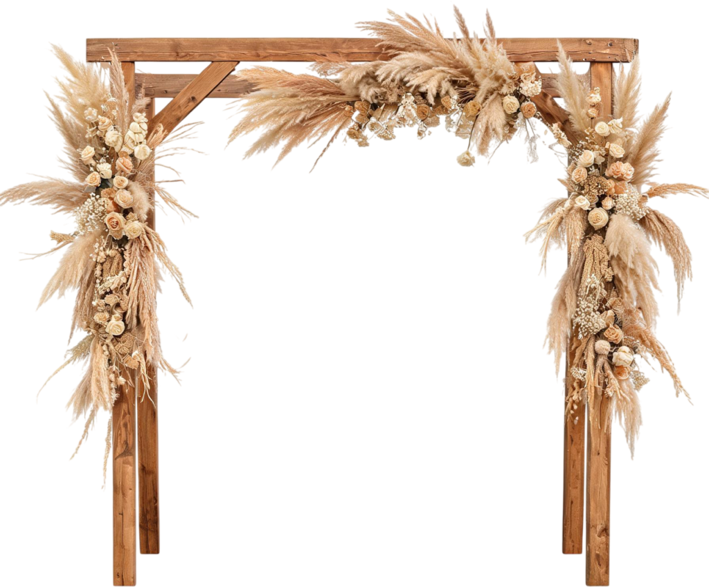 - Square Wood Arch Illustrations, PNG with Boho Pampas & Rose Garlands Free PNG Download