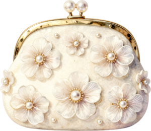 Pastel Quilted Clutch with a pearl and lace diamond pattern, a charming PNG for women's decorative clipart 5 - Pastel Quilted Clutch with a pearl and lace diamond pattern, a charming PNG for women's decorative clipart Free PNG Download