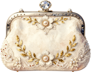 Pastel Quilted Clutch with a pearl and lace diamond pattern, a charming PNG for women's decorative clipart 3 - Pastel Quilted Clutch with a pearl and lace diamond pattern, a charming PNG for women's decorative clipart Free PNG Download