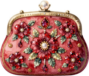 Vibrant Coral Potli Bag, designed with a grand lily and pearl-studded frame, a splendid Bridal PNG Clipart 52 - Vibrant Coral Potli Bag, designed with a grand lily and pearl-studded frame, a splendid Bridal PNG Clipart Free PNG Download