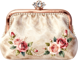 Navy blue clutch featuring an intricate paisley pattern, an elegant pearl strap, and a charming Wedding Purse PNG illustration 20 - Navy blue clutch featuring an intricate paisley pattern, an elegant pearl strap, and a charming Wedding Purse PNG illustration Free PNG Download