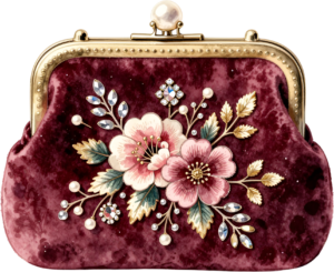 Cream floral clutch adorned with elegant gold accents, sparkling pearls, and delicate crystals, a gorgeous Wedding Purse PNG illustration 6 - Cream floral clutch adorned with elegant gold accents, sparkling pearls, and delicate crystals, a gorgeous Wedding Purse PNG illustration Free PNG Download
