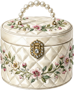 Elegant Clutch featuring embroidered flowers, gold scrolls, and pearl beads, a timeless PNG for women's fashion clipart 17 - Elegant Clutch featuring embroidered flowers, gold scrolls, and pearl beads, a timeless PNG for women's fashion clipart Free PNG Download