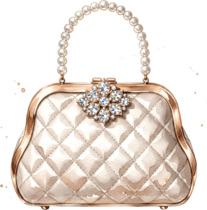 Elegant Clutch featuring embroidered flowers, gold scrolls, and pearl beads, a timeless PNG for women's fashion clipart 15 - Elegant Clutch featuring embroidered flowers, gold scrolls, and pearl beads, a timeless PNG for women's fashion clipart Free PNG Download