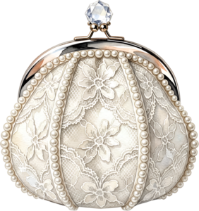 Elegant Clutch featuring embroidered flowers, gold scrolls, and pearl beads, a timeless PNG for women's fashion clipart 13 - Elegant Clutch featuring embroidered flowers, gold scrolls, and pearl beads, a timeless PNG for women's fashion clipart Free PNG Download
