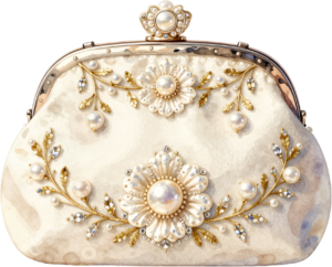 Pastel Quilted Clutch with a pearl and lace diamond pattern, a charming PNG for women's decorative clipart 8 - Pastel Quilted Clutch with a pearl and lace diamond pattern, a charming PNG for women's decorative clipart Free PNG Download
