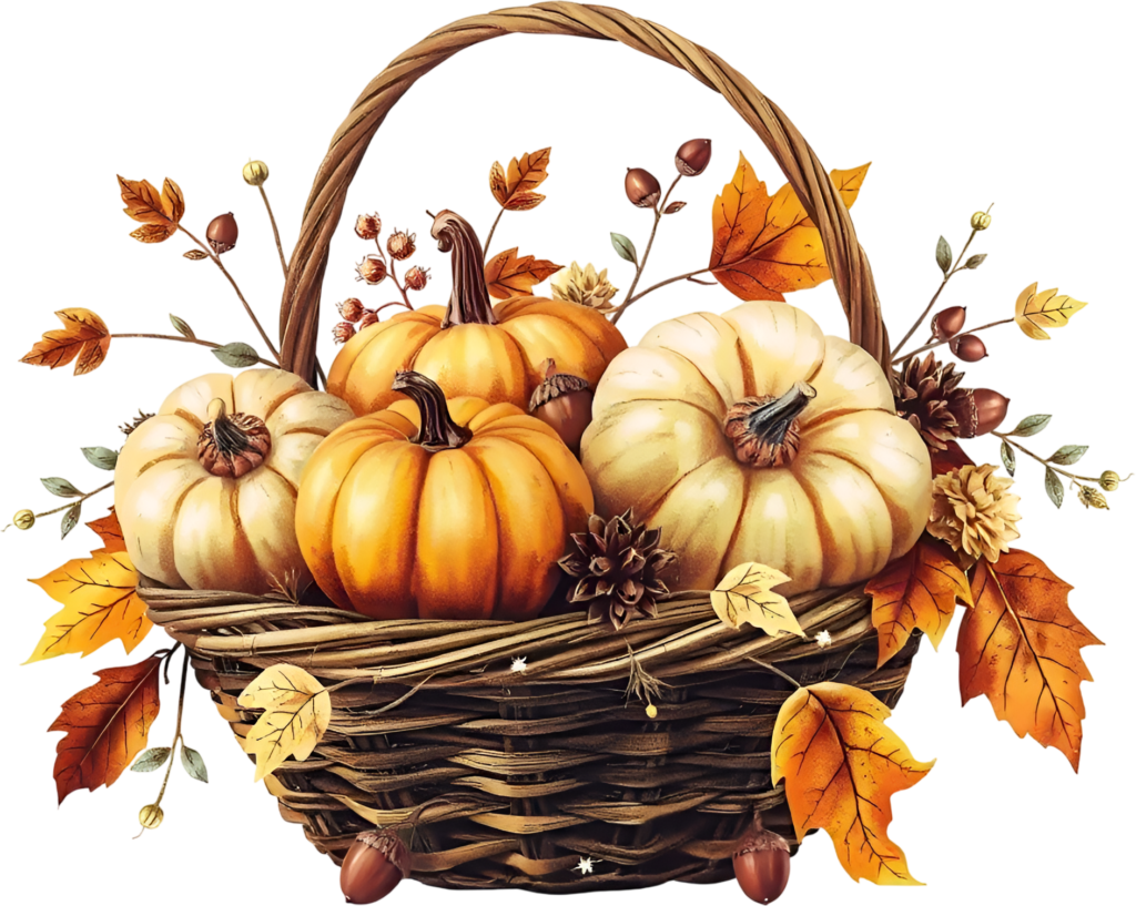 Elegant Fall Pumpkin Basket PNG Illustration featuring cozy autumn leaves and berries for seasonal decor 1 - Elegant Fall Pumpkin Basket PNG Illustration featuring cozy autumn leaves and berries for seasonal decor Free PNG Download