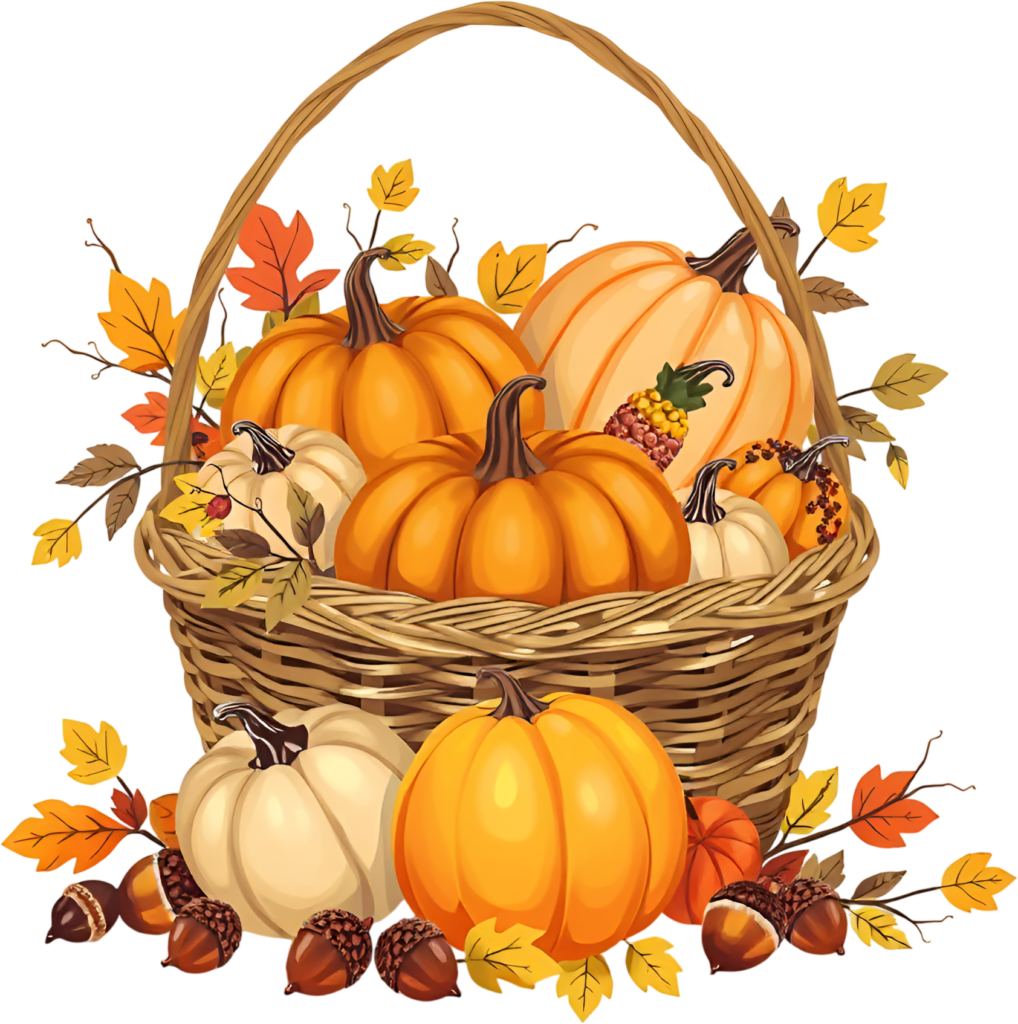 Acquire this cozy Autumn Pumpkin Basket Illustration, enriched with acorns and diverse fall leaves, an ideal PNG for warmth-themed projects 1 - Acquire this cozy Autumn Pumpkin Basket Illustration, enriched with acorns and diverse fall leaves, an ideal PNG for warmth-themed projects Free PNG Download