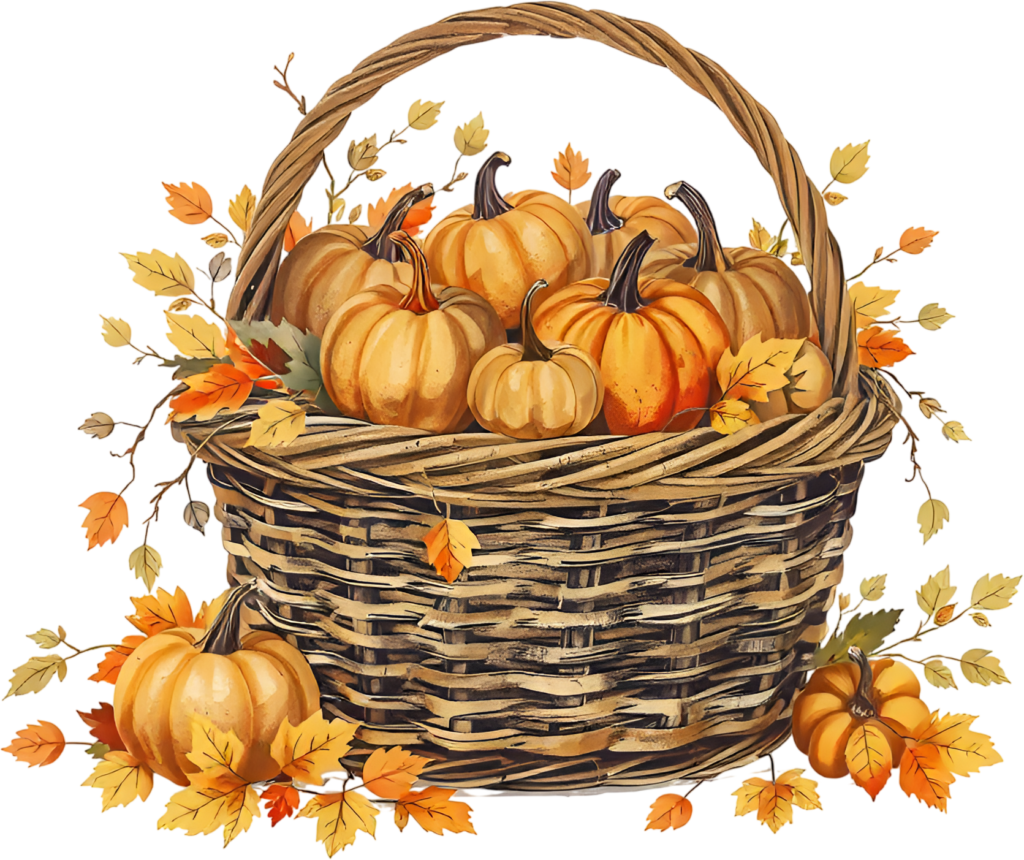 Craft beautiful seasonal greetings using this abundant Pumpkin Basket PNG, brimming with charming orange pumpkins and intricate fall foliage 1 - Craft beautiful seasonal greetings using this abundant Pumpkin Basket PNG, brimming with charming orange pumpkins and intricate fall foliage Free PNG Download