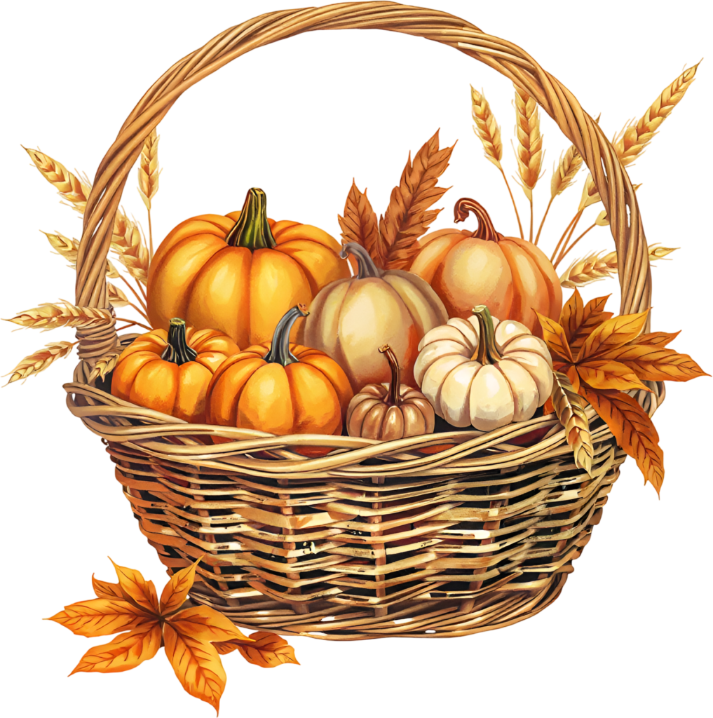Illuminate your creations with this vibrant Autumn Pumpkin Basket Illustration, a colorful PNG featuring varied gourds and diverse fall foliage 1 - Illuminate your creations with this vibrant Autumn Pumpkin Basket Illustration, a colorful PNG featuring varied gourds and diverse fall foliage Free PNG Download