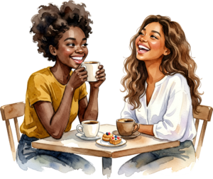 Comforting Female Friends sitting together in grass, lovely PNG illustration for friendship cards 8 - Comforting Female Friends sitting together in grass, lovely PNG illustration for friendship cards Free PNG Download