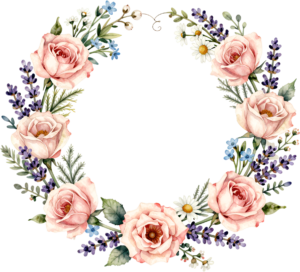 Pink Rose Wreath Flower illustration, perfect PNG for wedding invitations and scrapbooking designs