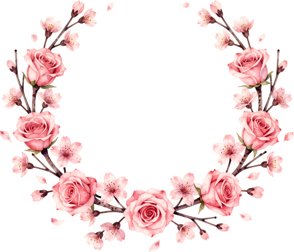 Cherry Blossom Wreath Flower illustration, a delicate PNG for spring cards and wedding stationery design 1 - Cherry Blossom Wreath Flower illustration, a delicate PNG for spring cards and wedding stationery design Free PNG Download
