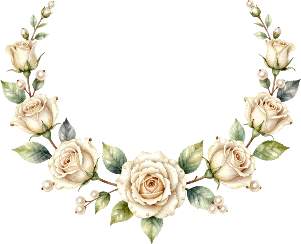 White Rose Arch Flower illustration, an exquisite PNG with pearls for elegant bridal invitations and decor 1 - White Rose Arch Flower illustration, an exquisite PNG with pearls for elegant bridal invitations and decor Free PNG Download