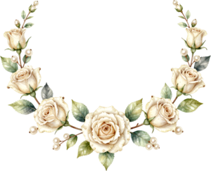 White Rose Arch Flower illustration, an exquisite PNG with pearls for elegant bridal invitations and decor