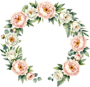 Peony Rose Wreath Flower illustration, a delightful PNG for garden party invitations and spring decorations
