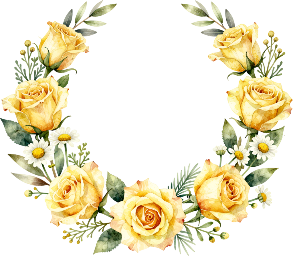 Yellow Rose Wreath Flower illustration, a cheerful PNG for summer party invites and vibrant digital artwork 1 - Yellow Rose Wreath Flower illustration, a cheerful PNG for summer party invites and vibrant digital artwork Free PNG Download