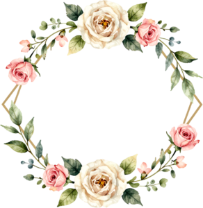 Hexagonal Rose Frame Flower illustration, a chic PNG for modern wedding invites and elegant stationery design