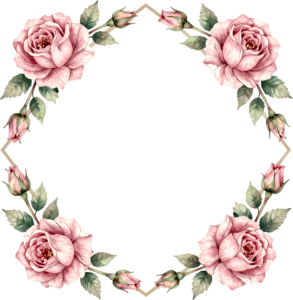 Diamond Rose Frame Flower illustration, a delicate PNG for enchanting wedding invites and romantic design