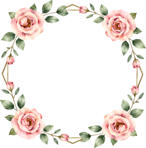 Octagonal Rose Frame Flower illustration, a stylish PNG for contemporary wedding invitations and modern branding