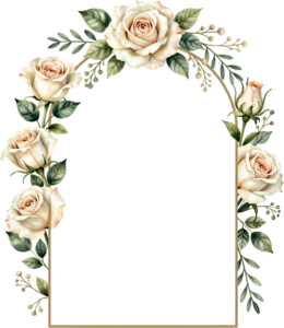 Arched Rose Frame Flower illustration, a beautiful PNG for classic wedding ceremony decor and stationery
