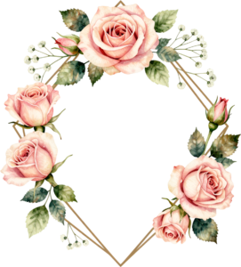 Geometric Rose Frame Flower illustration, a stylish PNG for modern wedding stationery and unique digital art