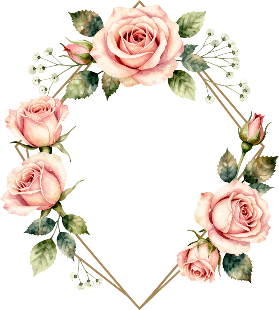 Geometric Rose Frame Flower illustration, a stylish PNG for modern wedding stationery and unique digital art 1 - Geometric Rose Frame Flower illustration, a stylish PNG for modern wedding stationery and unique digital art Free PNG Download