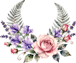 Sweet Pea Wreath Flower illustration, a vibrant PNG for charming spring invitations and unique botanical art