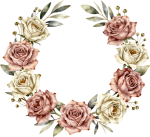 Vintage Rose Wreath Flower illustration, a rustic PNG for antique-themed wedding invites and nostalgic design