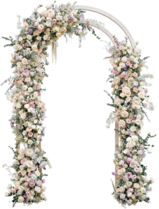 Lavish White Floral Wedding Arch Illustration, PNG with Greenery Decor