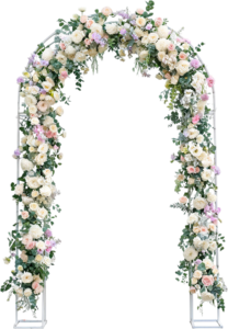 Grand Floral Wedding Arch Design Illustration, PNG for Ceremony Backdrop