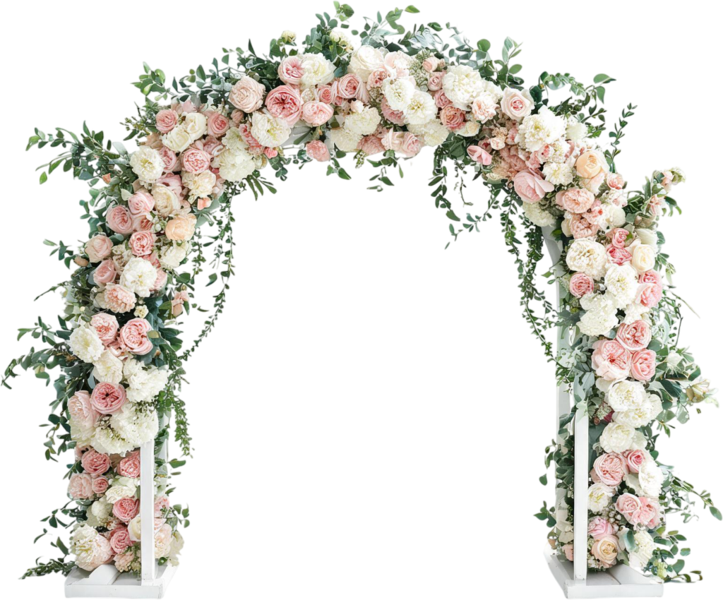 - Rustic Wooden Wedding Arch with Roses Illustration, PNG and Lush Greenery Free PNG Download