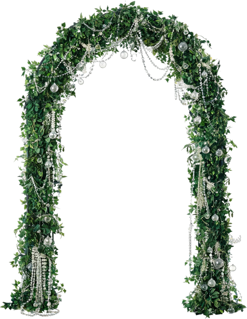 Glamorous Greenery Wedding Arch Illustration, PNG with Crystal Decorations 1 - Glamorous Greenery Wedding Arch Illustration, PNG with Crystal Decorations Free PNG Download