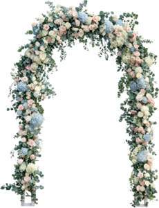Luxury Floral Wedding Arch with Pastels Illustration, PNG and Eucalyptus