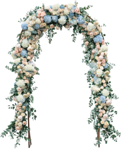 Elegant Wedding Arch with Pastel Flowers Illustration, PNG and Greenery