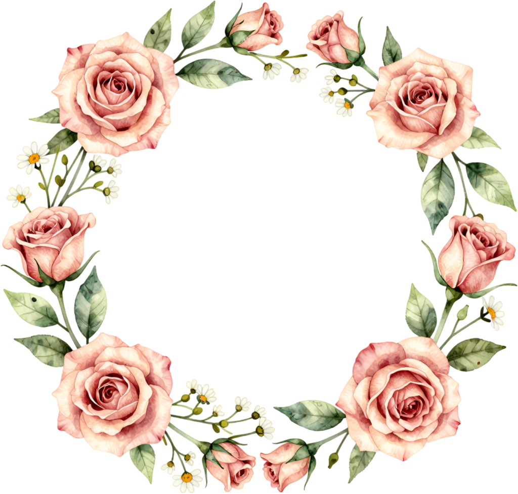 Peach Rose Wreath Accent with Charming Daisy Details, an elegant Clipart Flower PNG for Greeting Cards and announcements 1 - Peach Rose Wreath Accent with Charming Daisy Details, an elegant Clipart Flower PNG for Greeting Cards and announcements Free PNG Download