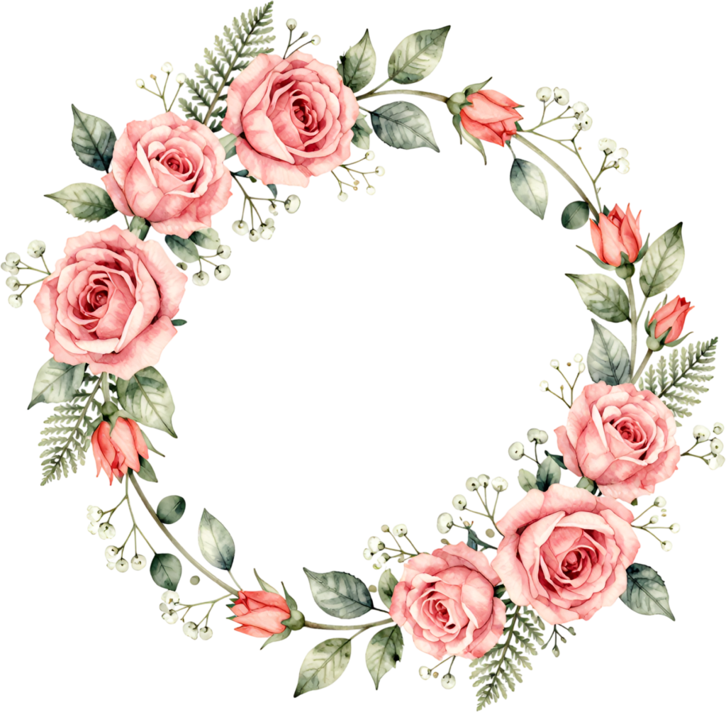 Blush Rose Wreath Decoration with Green Foliage and Berry Accents, beautiful Flower PNG Clipart for celebrations 1 - Blush Rose Wreath Decoration with Green Foliage and Berry Accents, beautiful Flower PNG Clipart for celebrations Free PNG Download