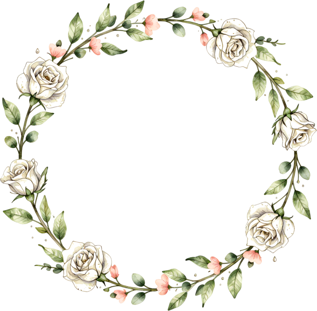 White Rose Wreath Outline with Delicate Pink Buds, a minimalist Flower PNG Clipart for DIY Projects and simple elegance 1 - White Rose Wreath Outline with Delicate Pink Buds, a minimalist Flower PNG Clipart for DIY Projects and simple elegance Free PNG Download