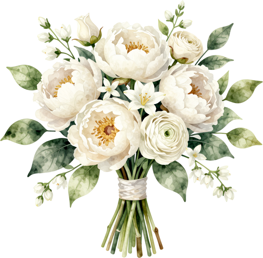 White Peony Bouquet Artwork for Elegant Bridal Shower Invitations, high-quality PNG Clipart Wedding 1 - White Peony Bouquet Artwork for Elegant Bridal Shower Invitations, high-quality PNG Clipart Wedding Free PNG Download