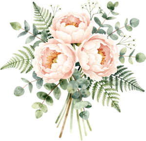 Graceful Pink Peonies and Eucalyptus Clipart for Modern DIY Wedding Invitations, beautiful PNG Bouquet