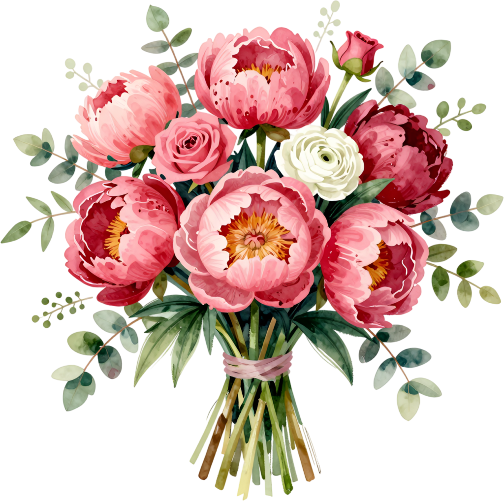 Vibrant Pink Peony and Rose Bouquet Graphics for Stylish Wedding Stationery, lovely PNG Clipart 1 - Vibrant Pink Peony and Rose Bouquet Graphics for Stylish Wedding Stationery, lovely PNG Clipart Free PNG Download