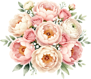 - Ethereal Pink Peony and Rose Bouquet Clipart for dreamy Wedding invitations and decor, a beautiful PNG artwork Free PNG Download