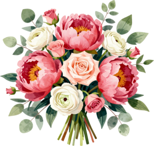 - Contrasting Dark Rose and Pink Ranunculus Bouquet Clipart for edgy Wedding designs, a unique PNG artwork Free PNG Download